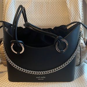 Meli Melo Black Leather Suede Handbag